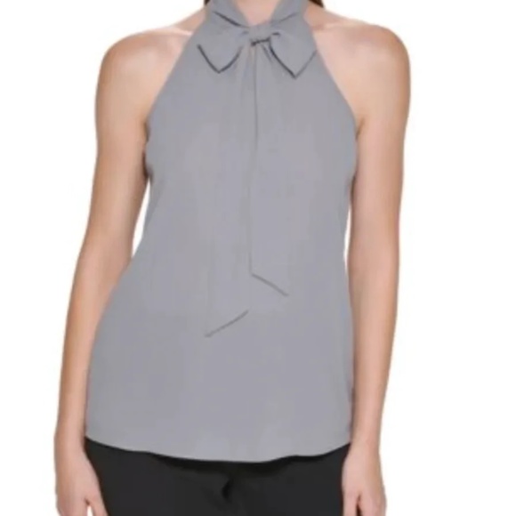 Calvin Klein X-Fit Solid Sleeveless Tie-Neck Halter Top - Picture 6 of 6